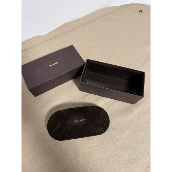 Tom Ford Eyeglasses Sunglasses Hard Case Brown Suede with Storage Box Men's - Picture 1 of 7